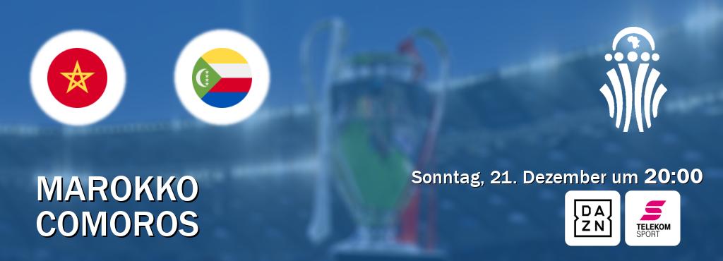 Das Spiel zwischen Marokko und Comoros wird am Sonntag, 21. Dezember um  20:00, live vom DAZN und Magenta Sport übertragen.