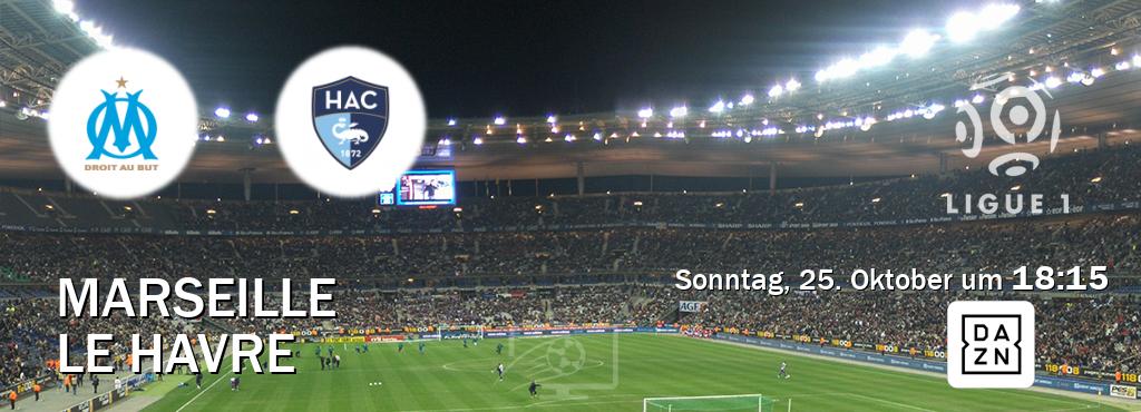 Das Spiel zwischen Marseille und Le Havre wird am Sonntag, 25. Oktober um 18:15, live vom DAZN übertragen. Das Spiel zwischen Marseille und Le Havre wird am Sonntag, 25. Oktober um 18:15, live vom DAZN übertragen.