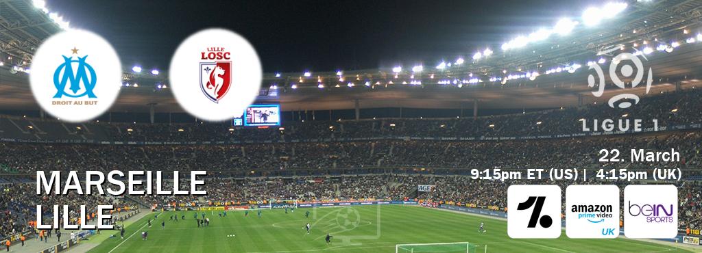 You can watch game live between Marseille and Lille on OneFootball, Amazon Prime Video UK(UK), beIN SPORTS USA(US). You can watch game live between Marseille and Lille on OneFootball, Amazon Prime Video UK(UK), beIN SPORTS USA(US).