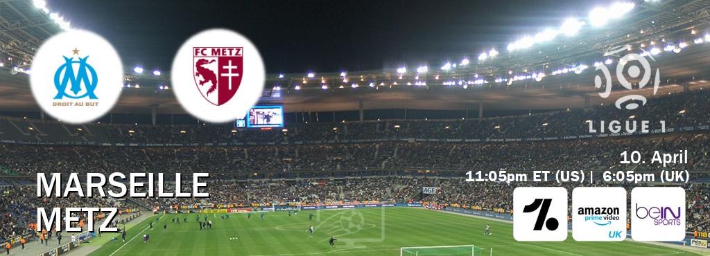 You can watch game live between Marseille and Metz on OneFootball, Amazon Prime Video UK(UK), beIN SPORTS USA(US). You can watch game live between Marseille and Metz on OneFootball, Amazon Prime Video UK(UK), beIN SPORTS USA(US).