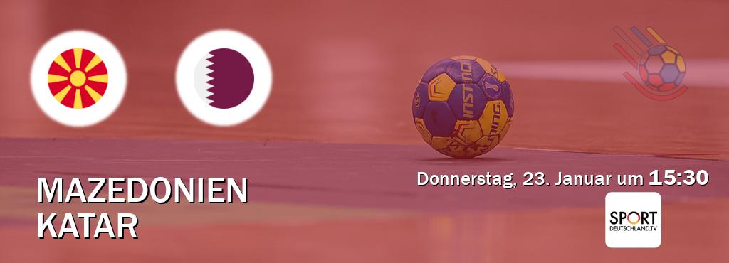 Das Spiel zwischen Mazedonien und Katar wird am Donnerstag, 23. Januar um  15:30, live vom Sportdeutschland.TV übertragen.