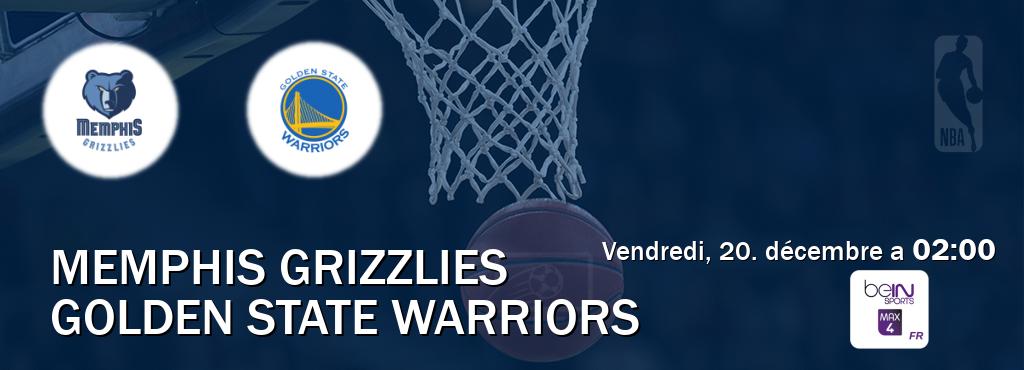 Match entre Memphis Grizzlies et Golden State Warriors en direct à la beIN Sports 4 Max (vendredi, 20. décembre a  02:00).