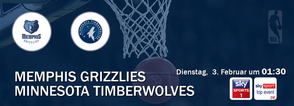 Das Spiel zwischen Memphis Grizzlies und Minnesota Timberwolves wird am Dienstag,  3. Februar um  01:30, live vom Sky Sport 1 und Sky Sport Top Event übertragen.