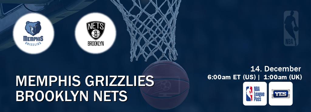 You can watch game live between Memphis Grizzlies and Brooklyn Nets on NBA League Pass and YES(US).