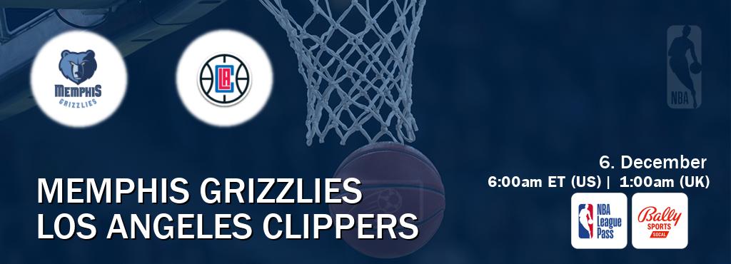 You can watch game live between Memphis Grizzlies and Los Angeles Clippers on NBA League Pass and Bally Sports SoCal(US).