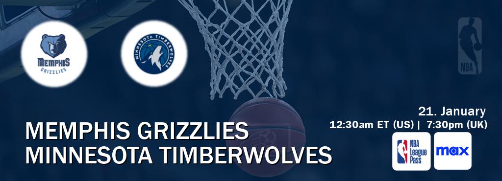 You can watch game live between Memphis Grizzlies and Minnesota Timberwolves on NBA League Pass and Max(US).