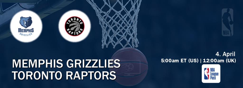 You can watch game live between Memphis Grizzlies and Toronto Raptors on NBA League Pass.