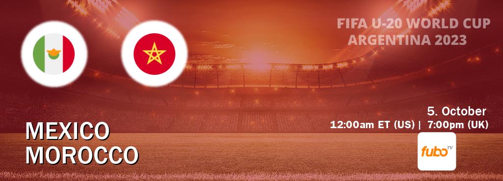 You can watch game live between Mexico U20 and Morocco U20 on fuboTV(US). You can watch game live between Mexico U20 and Morocco U20 on fuboTV(US).