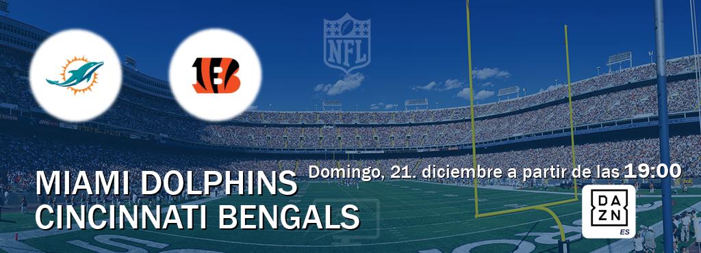 El partido entre Miami Dolphins y Cincinnati Bengals será retransmitido por DAZN España (domingo, 21. diciembre a partir de las  19:00).