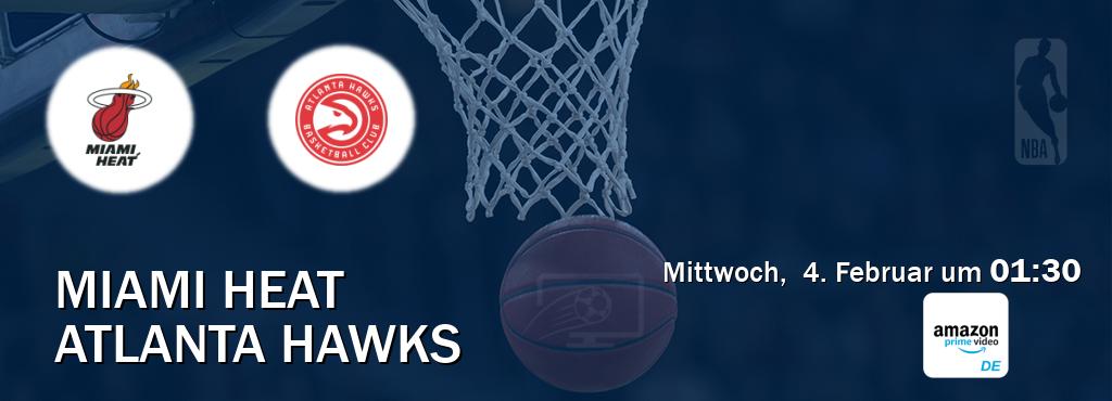 Das Spiel zwischen Miami Heat und Atlanta Hawks wird am Mittwoch,  4. Februar um  01:30, live vom Amazon Prime DE übertragen.