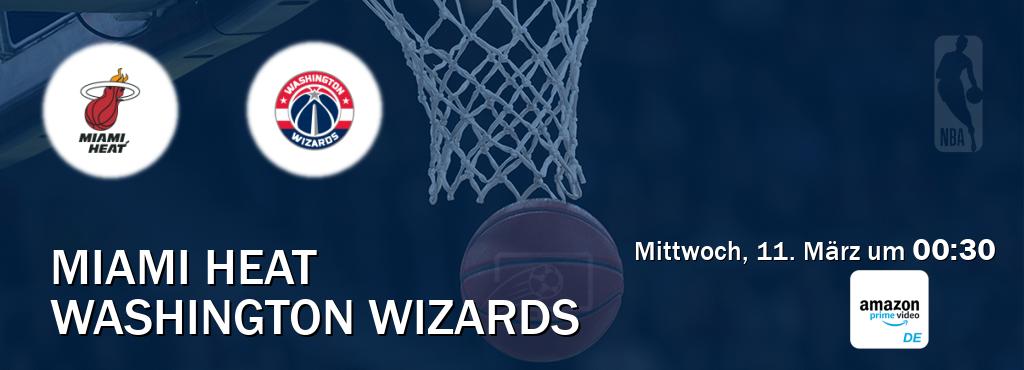 Das Spiel zwischen Miami Heat und Washington Wizards wird am Mittwoch, 11. März um  00:30, live vom Amazon Prime DE übertragen.