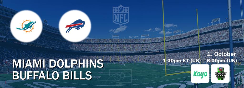 You can watch game live between Miami Dolphins and Buffalo Bills on Kayo Sports(AU) and NFL Sunday Ticket(US).