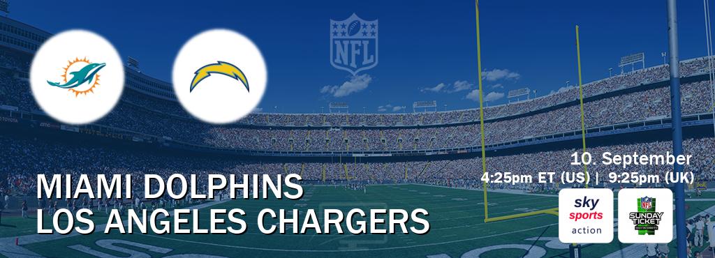 You can watch game live between Miami Dolphins and Los Angeles Chargers on Sky Sports Action(UK) and NFL Sunday Ticket(US).