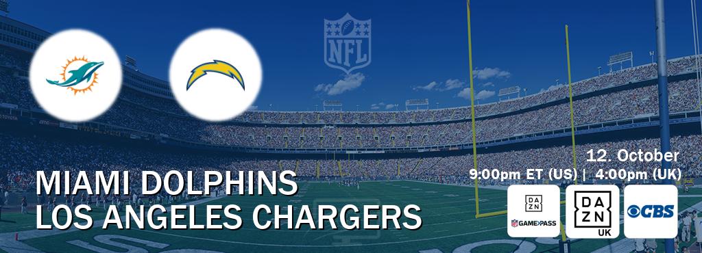 You can watch game live between Miami Dolphins and Los Angeles Chargers on DAZN NFL Game Pass, DAZN UK(UK), CBS(US). You can watch game live between Miami Dolphins and Los Angeles Chargers on DAZN NFL Game Pass, DAZN UK(UK), CBS(US).