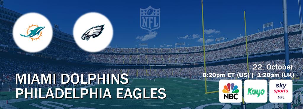 You can watch game live between Miami Dolphins and Philadelphia Eagles on NBC(US), Kayo Sports(AU), Sky Sports NFL(UK).
