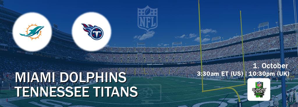 You can watch game live between Miami Dolphins and Tennessee Titans on NFL Sunday Ticket(US).
