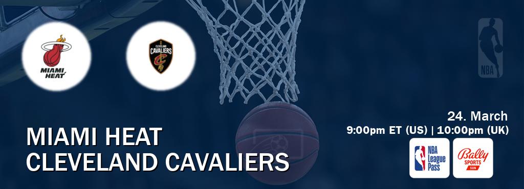 You can watch game live between Miami Heat and Cleveland Cavaliers on NBA League Pass and Bally Sports Sun(US).