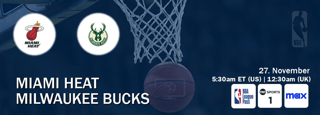 You can watch game live between Miami Heat and Milwaukee Bucks on NBA League Pass, TNT Sports 1(UK), Max(US).