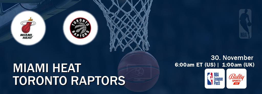 You can watch game live between Miami Heat and Toronto Raptors on NBA League Pass and Bally Sports Sun(US).