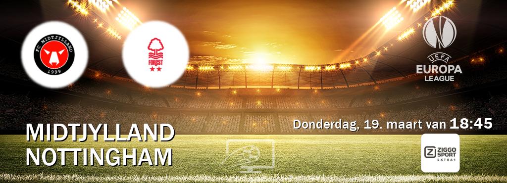 Wedstrijd tussen Midtjylland en Nottingham live op tv bij Ziggo Sport 5 (donderdag, 19. maart van  18:45).