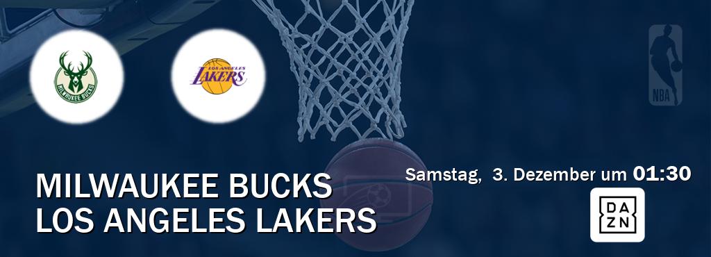 Das Spiel zwischen Milwaukee Bucks und Los Angeles Lakers wird am Samstag,  3. Dezember um  01:30, live vom DAZN übertragen.