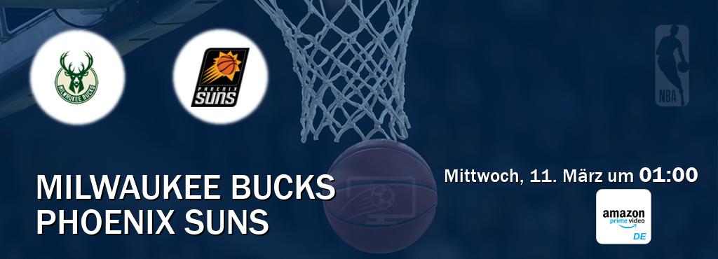 Das Spiel zwischen Milwaukee Bucks und Phoenix Suns wird am Mittwoch, 11. März um  01:00, live vom Amazon Prime DE übertragen.
