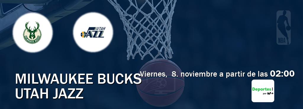 El partido entre Milwaukee Bucks y Utah Jazz será retransmitido por Movistar Deportes (viernes,  8. noviembre a partir de las  02:00).