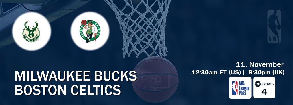 You can watch game live between Milwaukee Bucks and Boston Celtics on NBA League Pass and TNT Sports 4(UK).