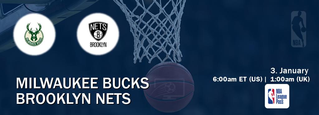 You can watch game live between Milwaukee Bucks and Brooklyn Nets on NBA League Pass.