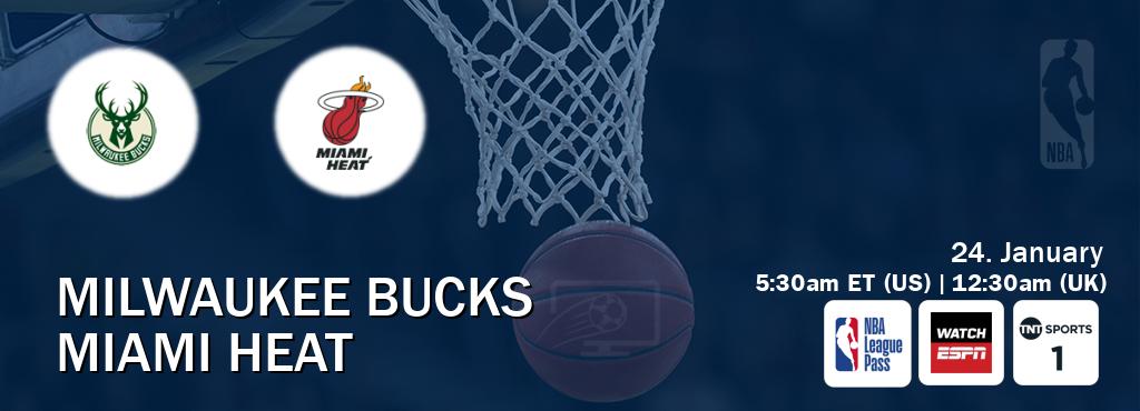 You can watch game live between Milwaukee Bucks and Miami Heat on NBA League Pass, WatchESPN(AU), TNT Sports 1(UK).