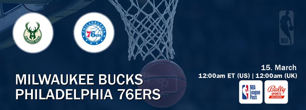 You can watch game live between Milwaukee Bucks and Philadelphia 76ers on NBA League Pass and Bally Sports Wisconsin(US).