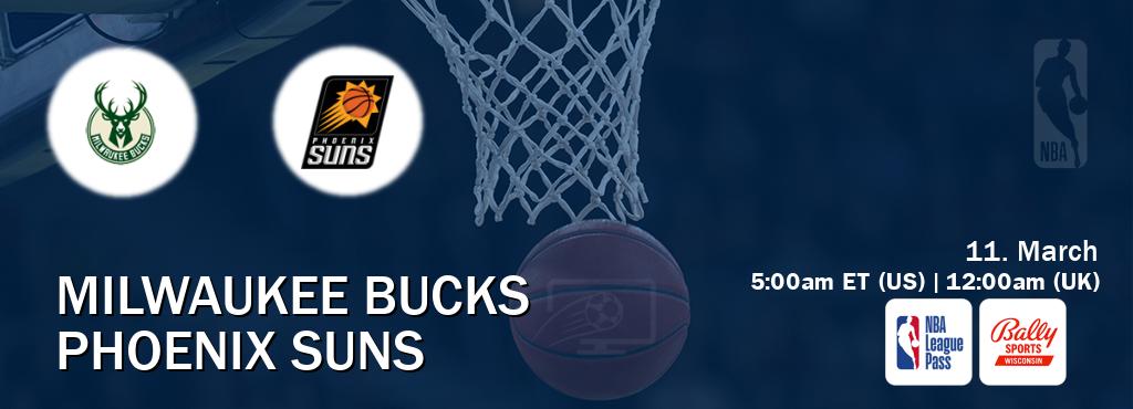 You can watch game live between Milwaukee Bucks and Phoenix Suns on NBA League Pass and Bally Sports Wisconsin(US). You can watch game live between Milwaukee Bucks and Phoenix Suns on NBA League Pass and Bally Sports Wisconsin(US).