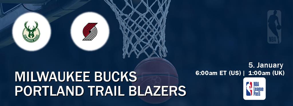 You can watch game live between Milwaukee Bucks and Portland Trail Blazers on NBA League Pass.