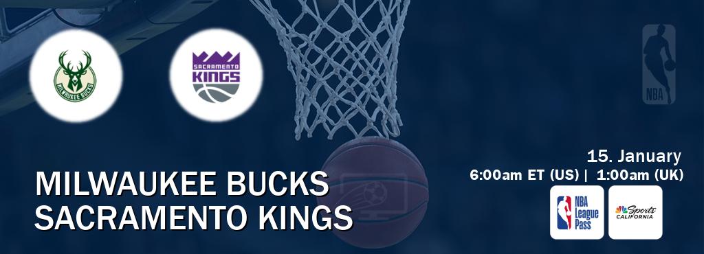 You can watch game live between Milwaukee Bucks and Sacramento Kings on NBA League Pass and NBCS California(US).