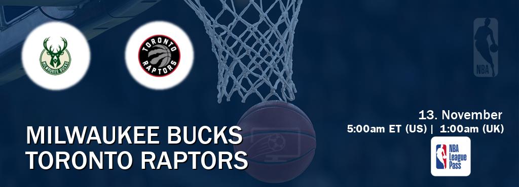 You can watch game live between Milwaukee Bucks and Toronto Raptors on NBA League Pass.