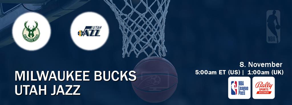 You can watch game live between Milwaukee Bucks and Utah Jazz on NBA League Pass and Bally Sports Wisconsin(US).