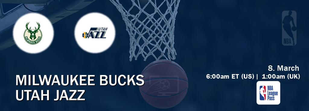 You can watch game live between Milwaukee Bucks and Utah Jazz on NBA League Pass. You can watch game live between Milwaukee Bucks and Utah Jazz on NBA League Pass.