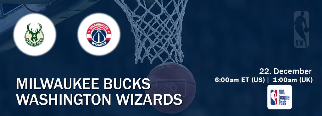 You can watch game live between Milwaukee Bucks and Washington Wizards on NBA League Pass.