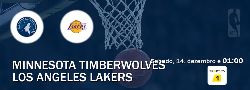 Jogo entre Minnesota Timberwolves e Los Angeles Lakers tem emissão Sport TV 1 (sábado, 14. dezembro e  01:00).