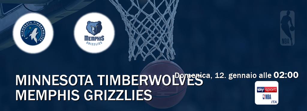 Il match Minnesota Timberwolves - Memphis Grizzlies sarà trasmesso in diretta TV su Sky Sport NBA (ore 02:00)