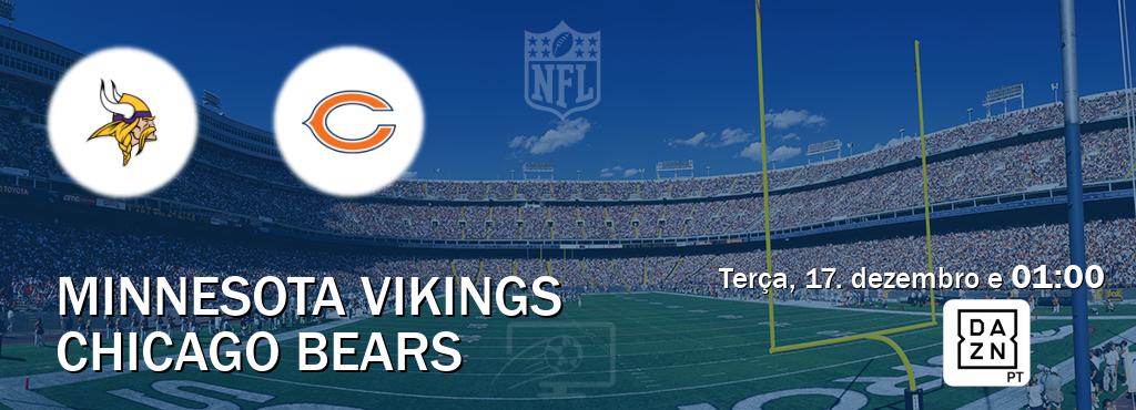 Jogo entre Minnesota Vikings e Chicago Bears tem emissão DAZN (terça, 17. dezembro e  01:00).