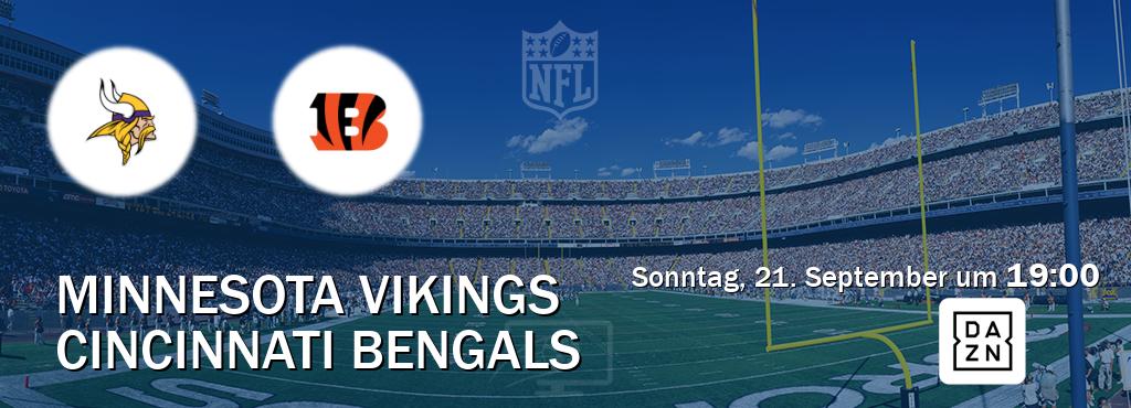 Das Spiel zwischen Minnesota Vikings und Cincinnati Bengals wird am Sonntag, 21. September um 19:00, live vom DAZN übertragen. Das Spiel zwischen Minnesota Vikings und Cincinnati Bengals wird am Sonntag, 21. September um 19:00, live vom DAZN übertragen.
