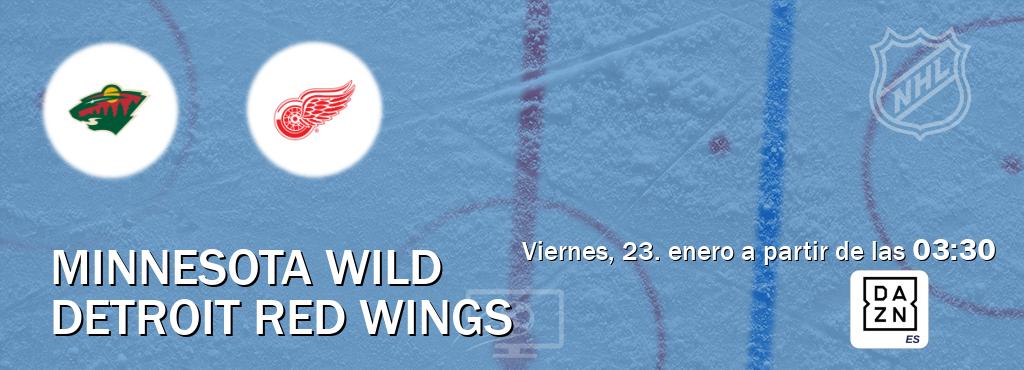 El partido entre Minnesota Wild y Detroit Red Wings será retransmitido por DAZN España (viernes, 23. enero a partir de las 03:30). El partido entre Minnesota Wild y Detroit Red Wings será retransmitido por DAZN España (viernes, 23. enero a partir de las 03:30).