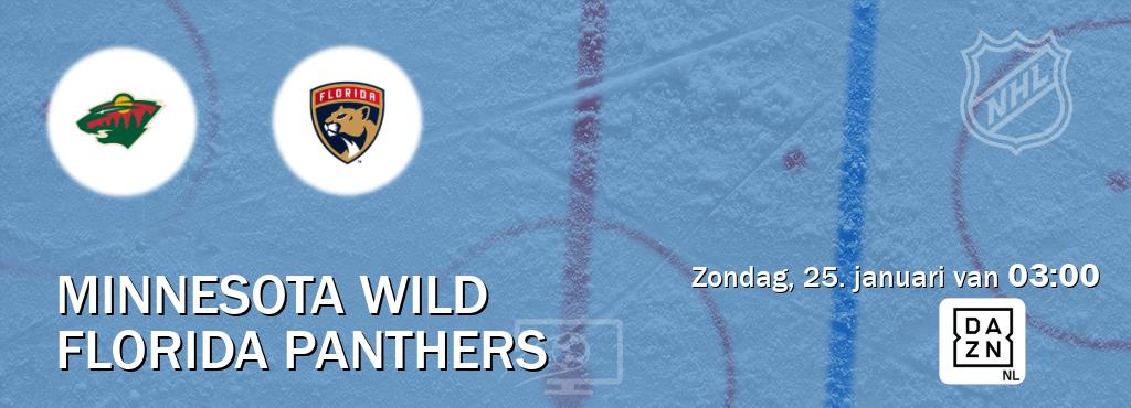 Wedstrijd tussen Minnesota Wild en Florida Panthers live op tv bij DAZN (zondag, 25. januari van  03:00).
