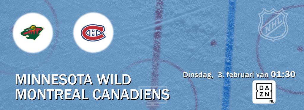 Wedstrijd tussen Minnesota Wild en Montreal Canadiens live op tv bij DAZN (dinsdag,  3. februari van  01:30).