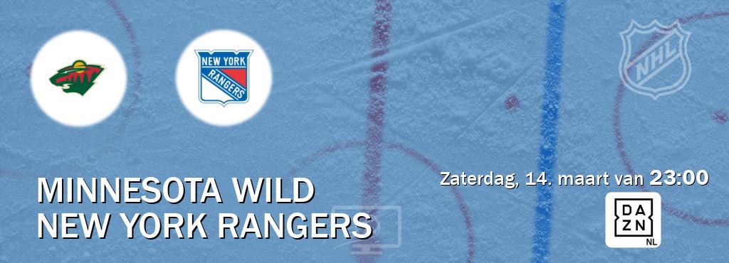 Wedstrijd tussen Minnesota Wild en New York Rangers live op tv bij DAZN (zaterdag, 14. maart van  23:00).