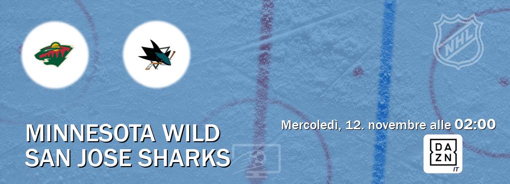 Il match Minnesota Wild - San Jose Sharks sarà trasmesso in diretta TV su DAZN Italia (ore 02:00)