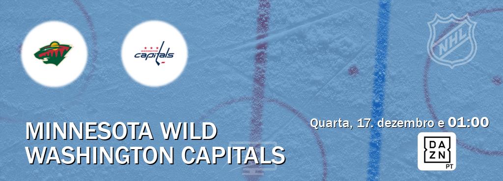 Jogo entre Minnesota Wild e Washington Capitals tem emissão DAZN (quarta, 17. dezembro e  01:00).