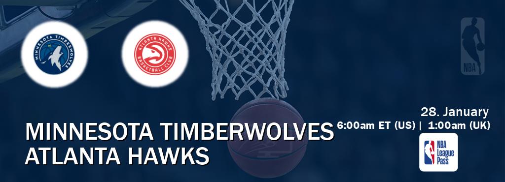 You can watch game live between Minnesota Timberwolves and Atlanta Hawks on NBA League Pass.