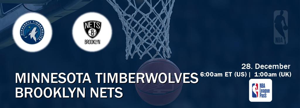 You can watch game live between Minnesota Timberwolves and Brooklyn Nets on NBA League Pass. You can watch game live between Minnesota Timberwolves and Brooklyn Nets on NBA League Pass.